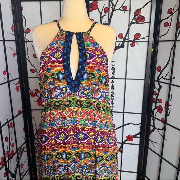 Nanette Lepore Sz Large Carnival Multicolor Summer Pocket Swim Cover Up Dress - Picture 2 of 14